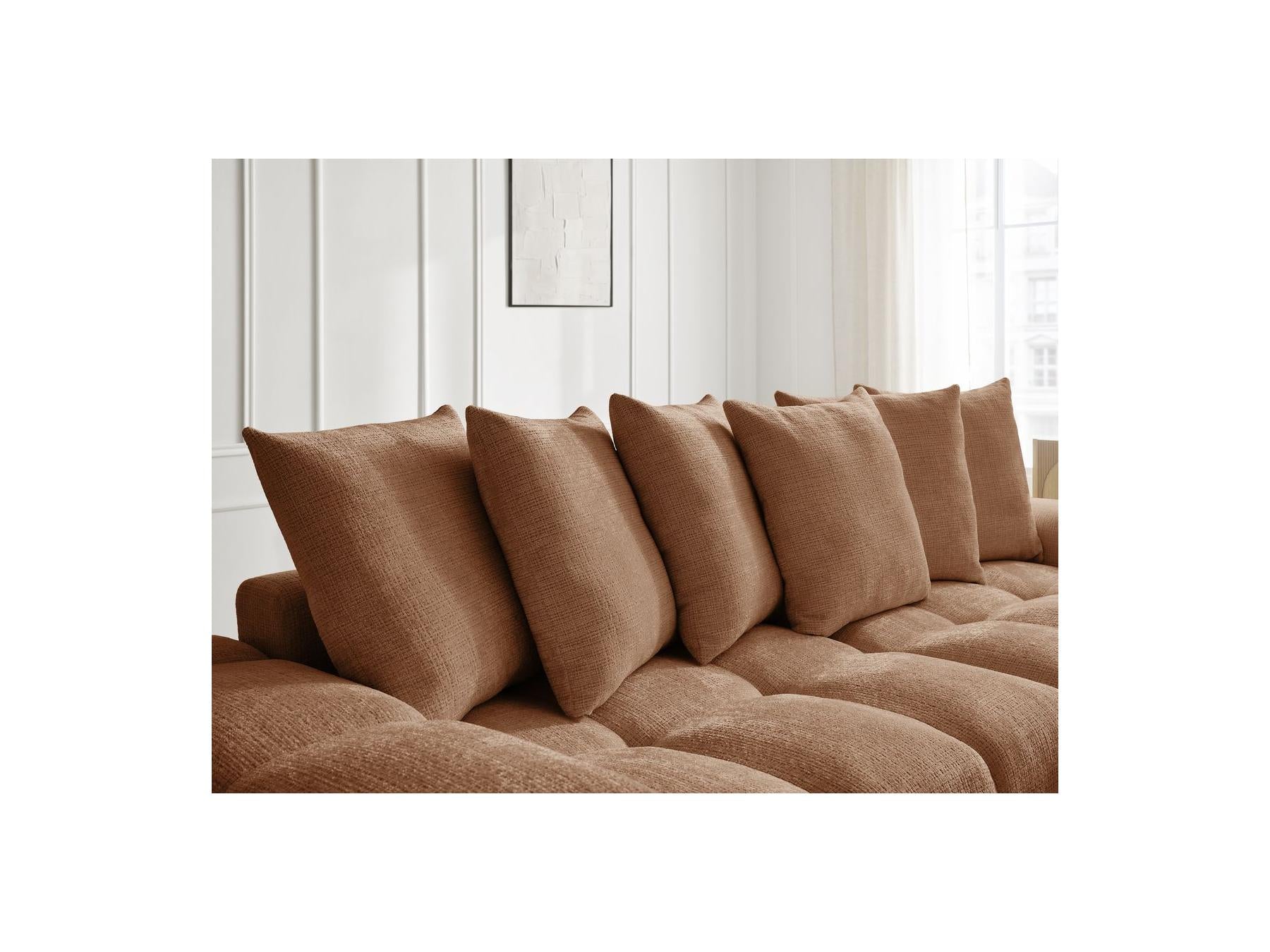 Anakin - Canapé D'Angle Réversible Convertible Coffre - Tissu Texturé - 6 Coussins