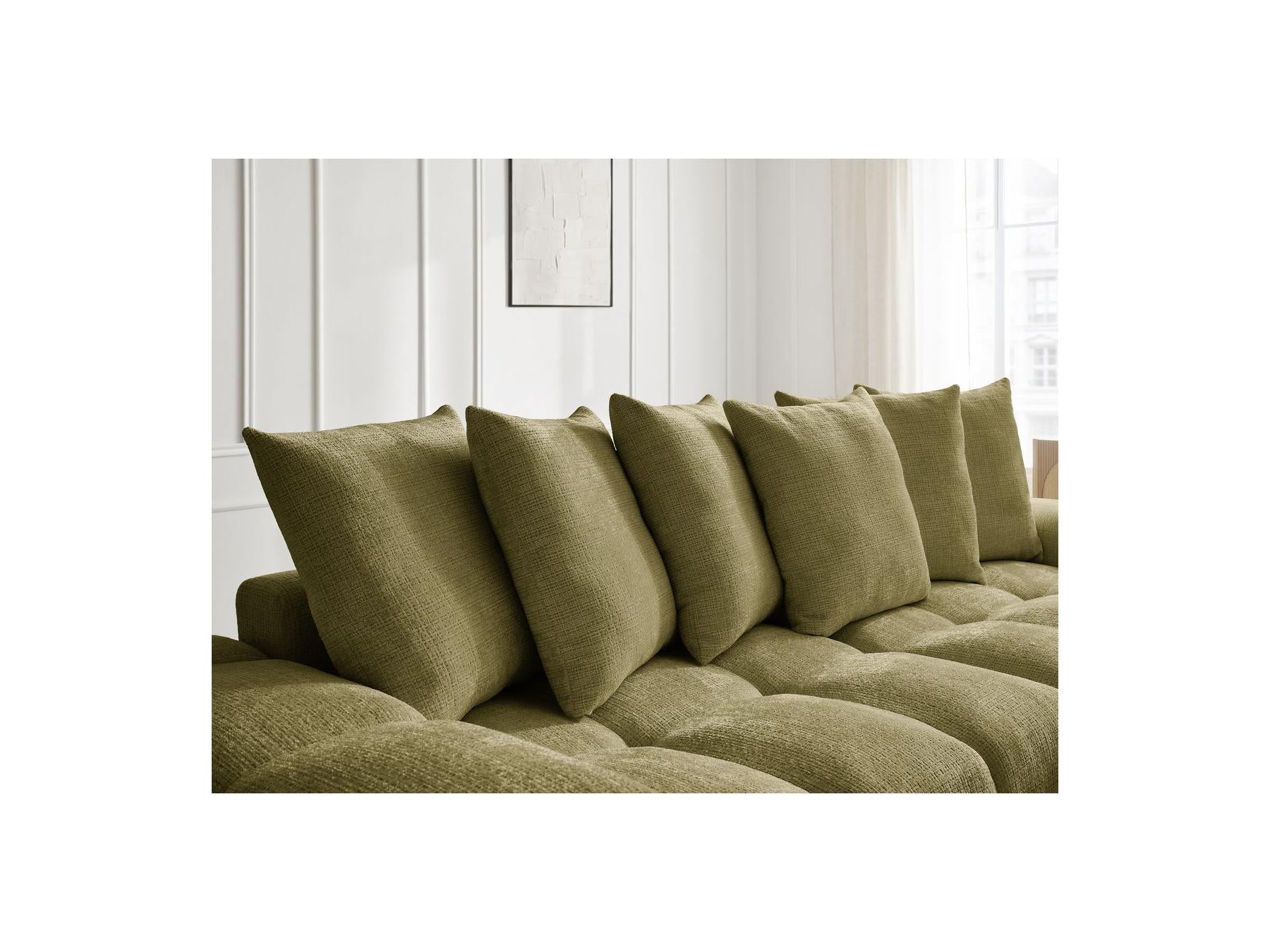 Anakin - Canapé D'Angle Réversible Convertible Coffre - Tissu Texturé - 6 Coussins
