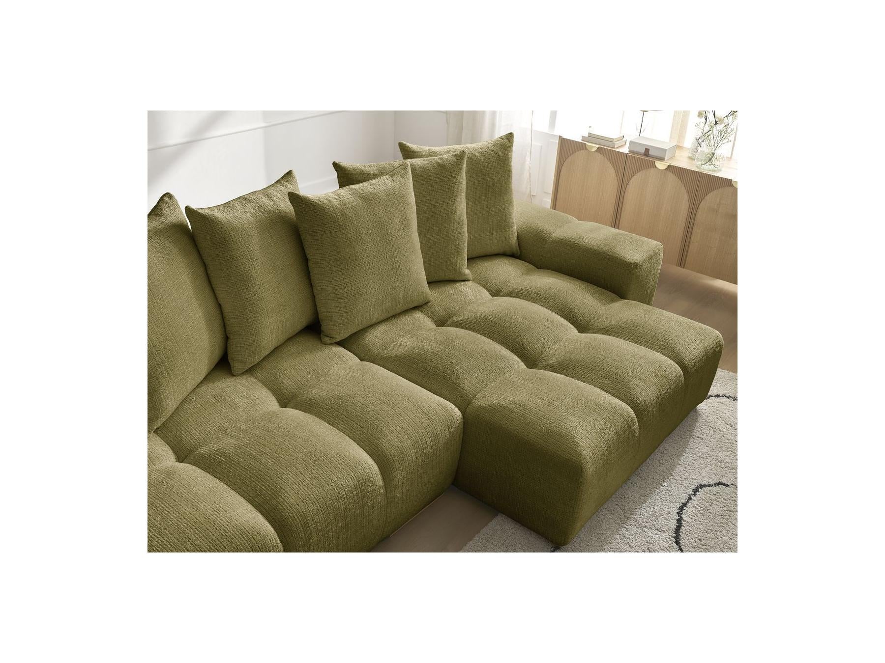 Anakin - Canapé D'Angle Réversible Convertible Coffre - Tissu Texturé - 6 Coussins
