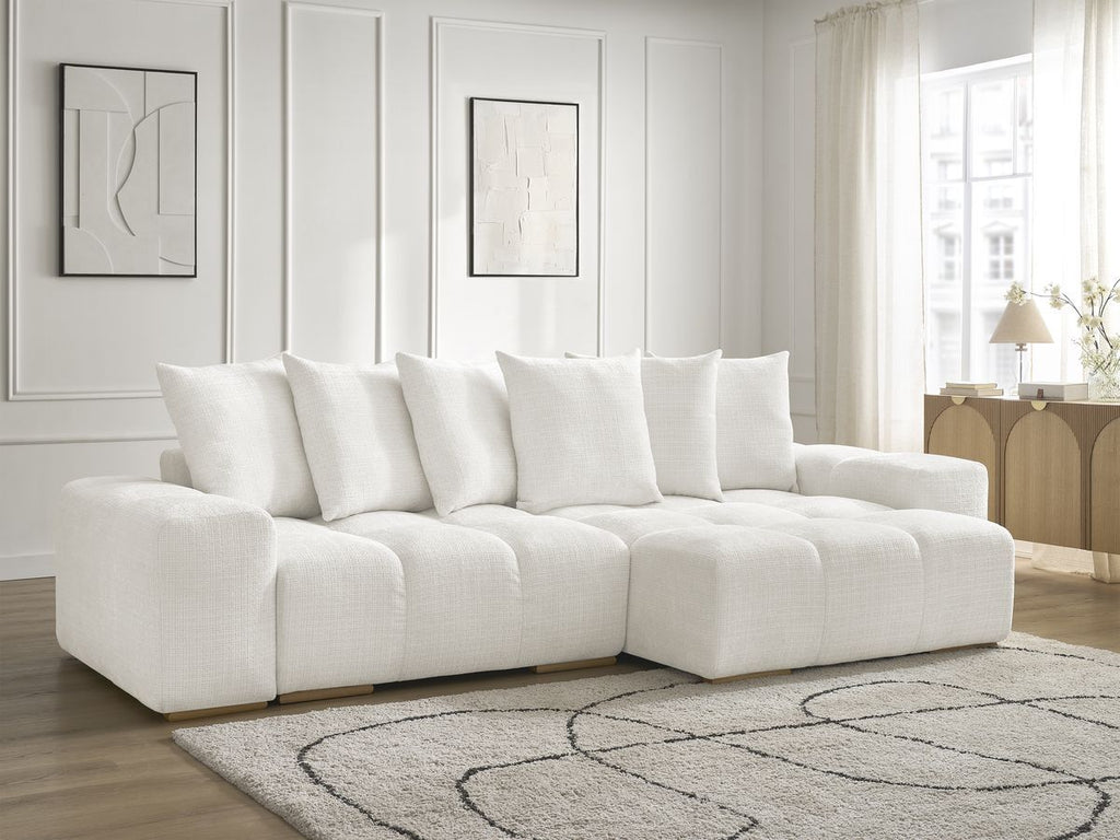 Anakin - Canapé D'Angle Réversible - Tissu Texturé - 6 Coussins