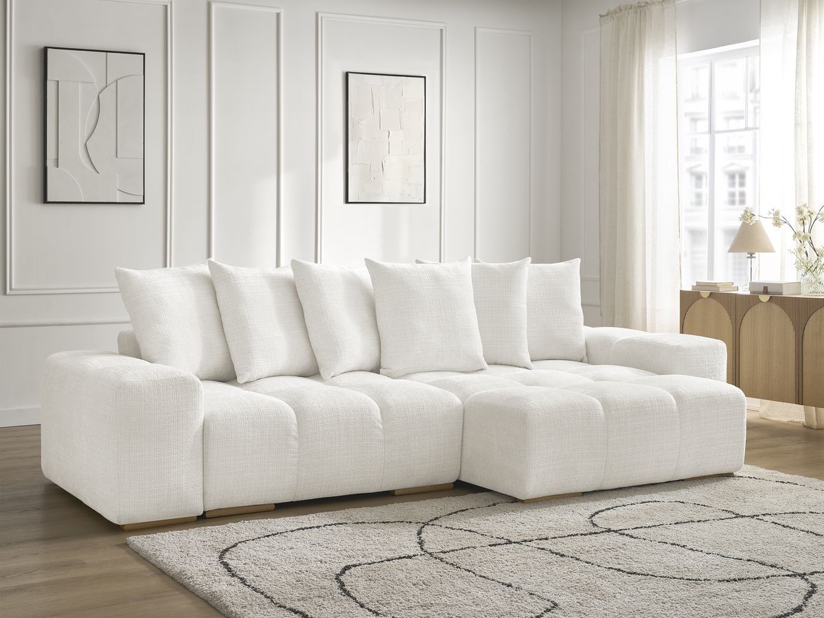 Anakin - Canapé D'Angle Réversible - Tissu Texturé - 6 Coussins