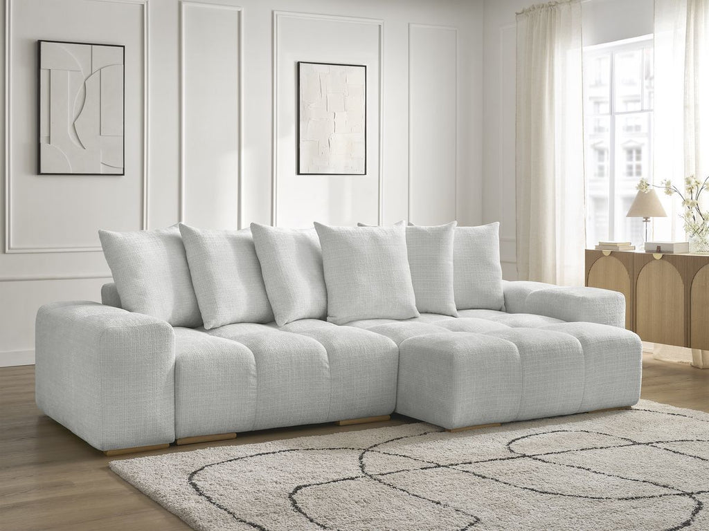 Anakin - Canapé D'Angle Réversible - Tissu Texturé - 6 Coussins