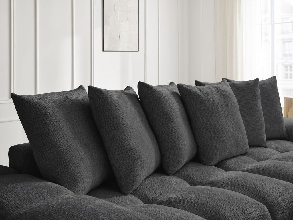 Anakin - Canapé D'Angle Réversible - Tissu Texturé - 6 Coussins