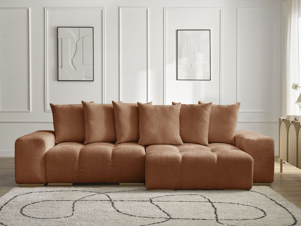 Anakin - Canapé D'Angle Réversible - Tissu Texturé - 6 Coussins