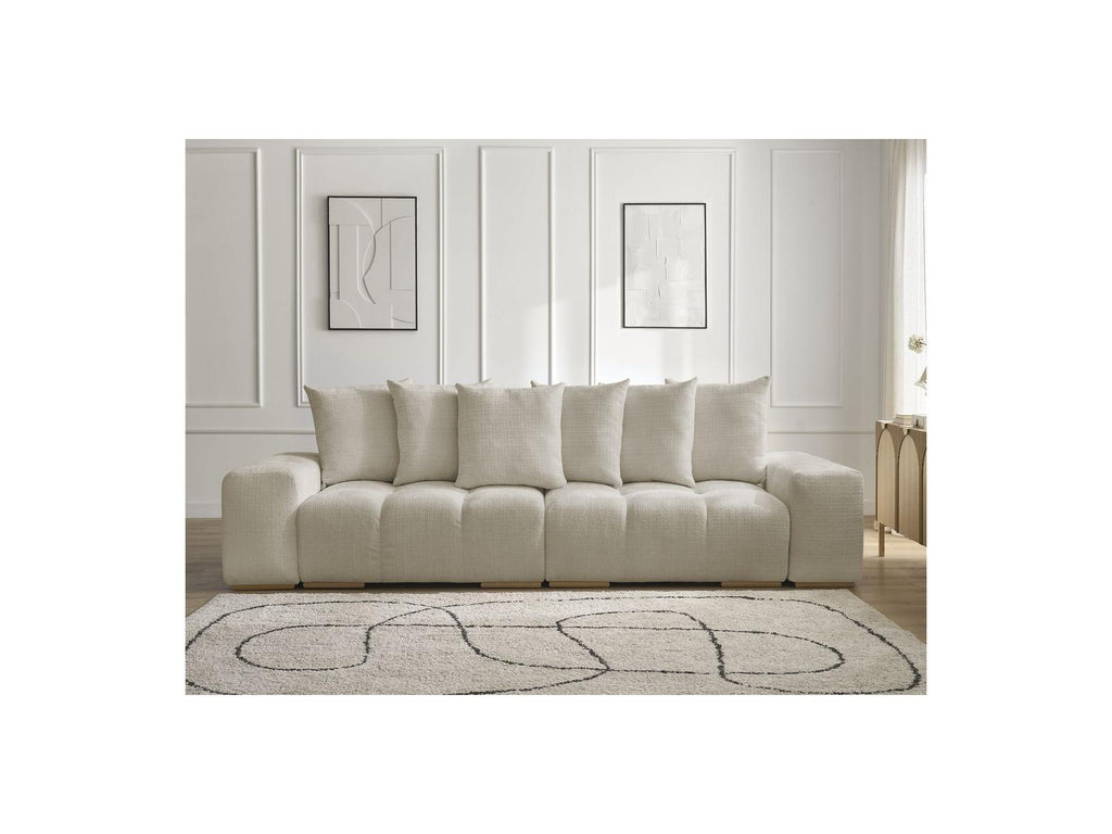 Anakin - Canapé Droit Convertible Coffre - Tissu Texturé - 6 Coussins