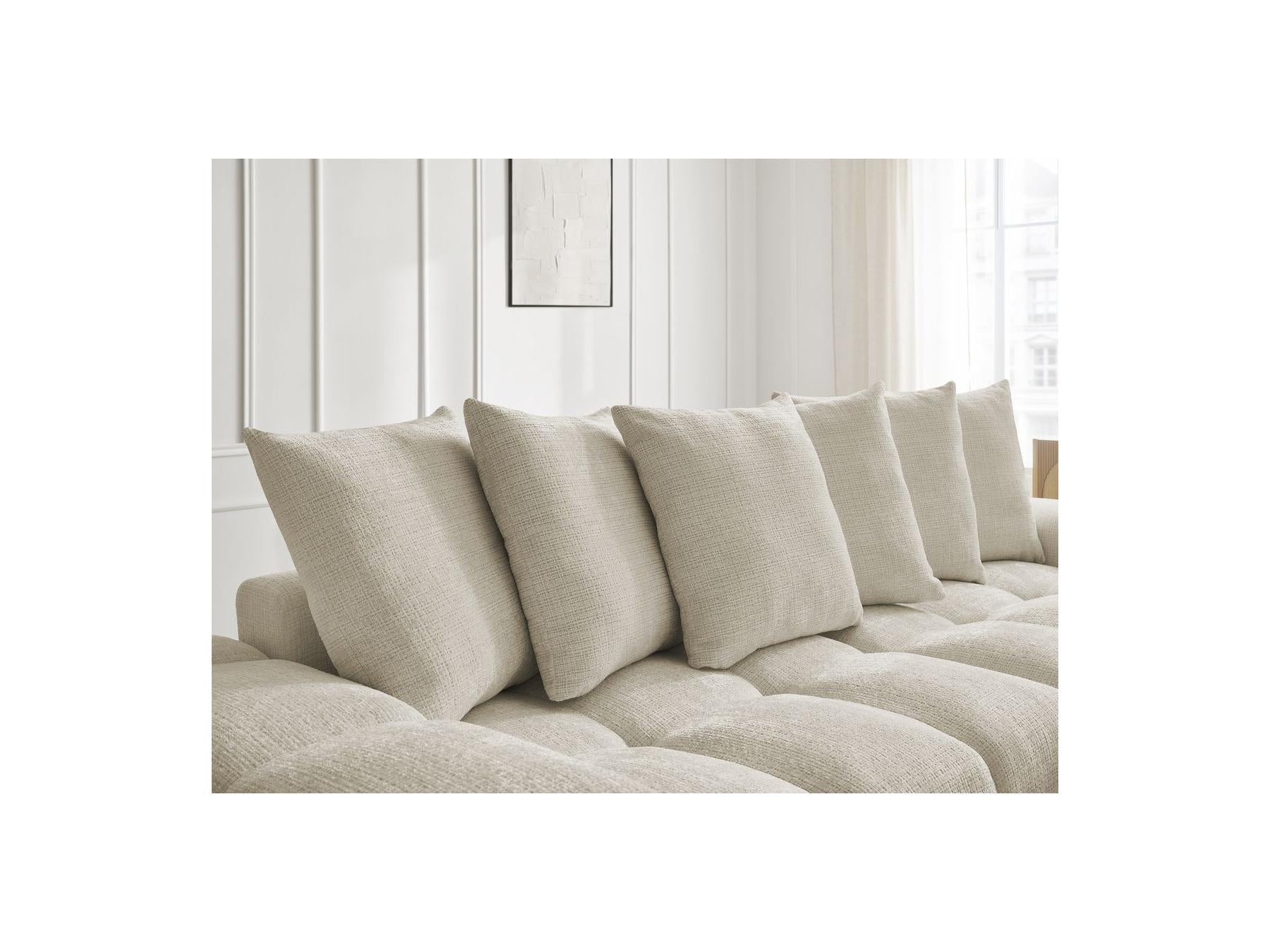 Anakin - Canapé Droit Convertible Coffre - Tissu Texturé - 6 Coussins
