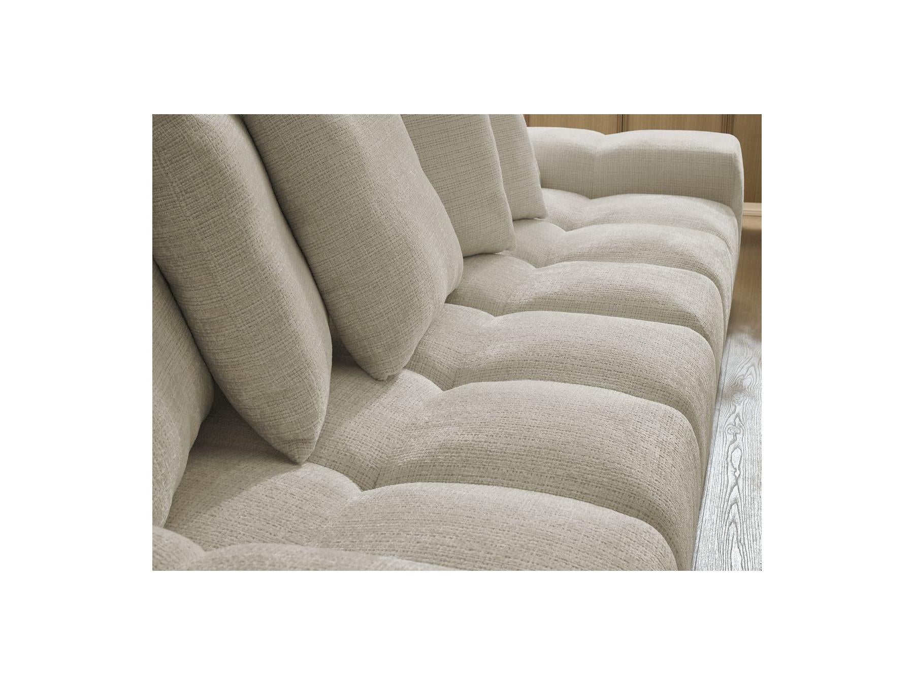 Anakin - Canapé Droit Convertible Coffre - Tissu Texturé - 6 Coussins