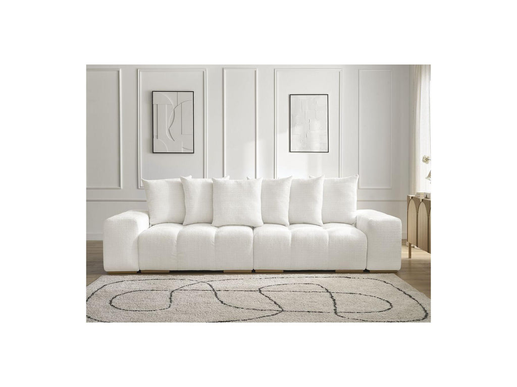 Anakin - Canapé Droit Convertible Coffre - Tissu Texturé - 6 Coussins