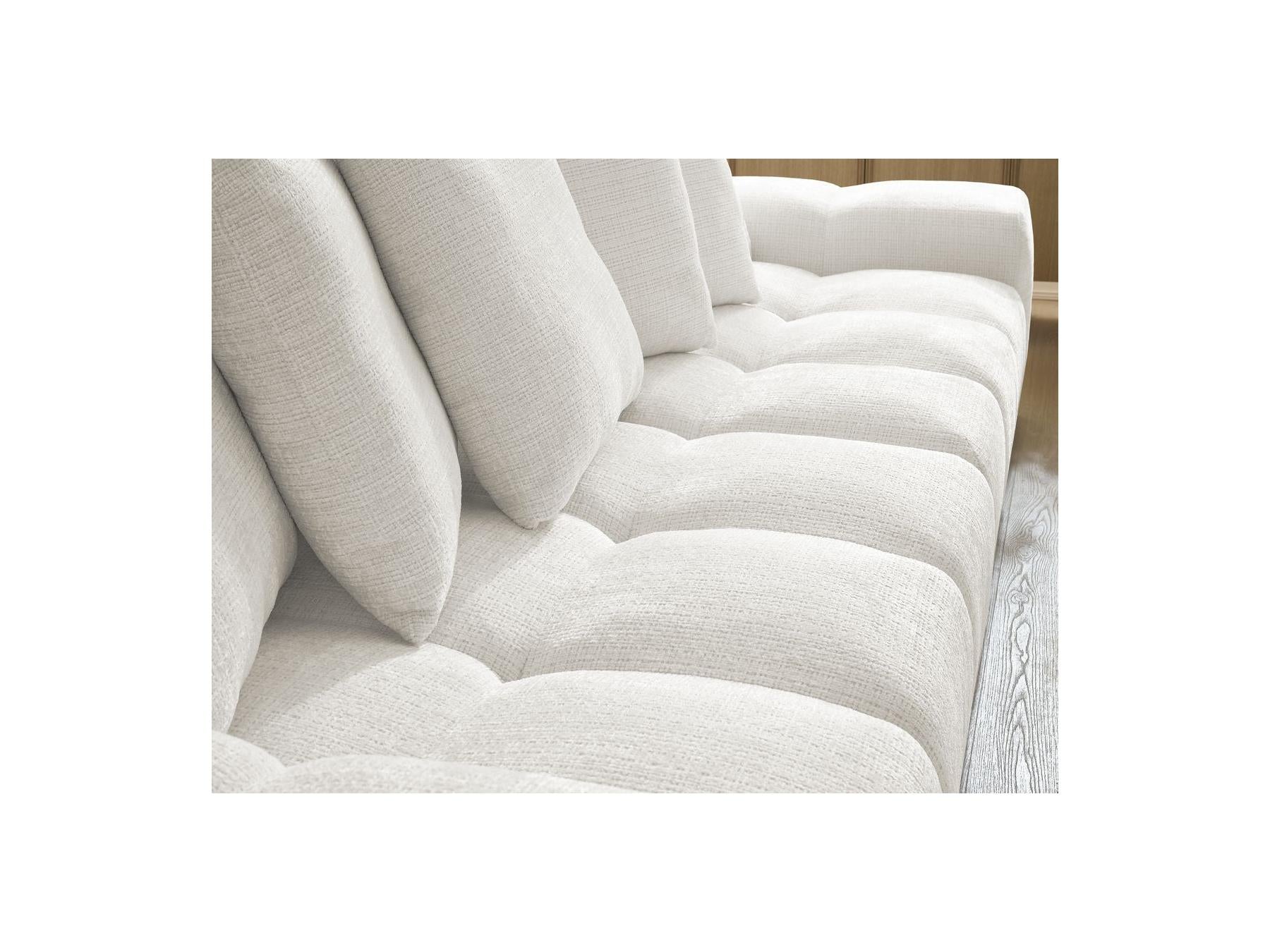 Anakin - Canapé Droit Convertible Coffre - Tissu Texturé - 6 Coussins
