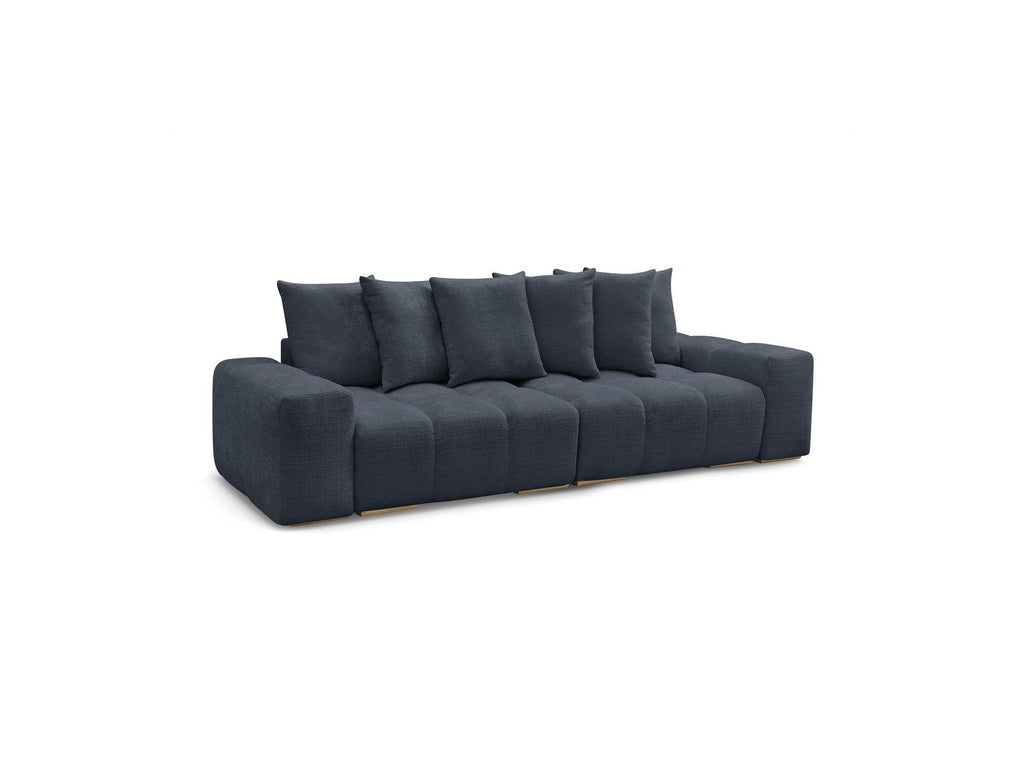Anakin - Canapé Droit Convertible Coffre - Tissu Texturé - 6 Coussins
