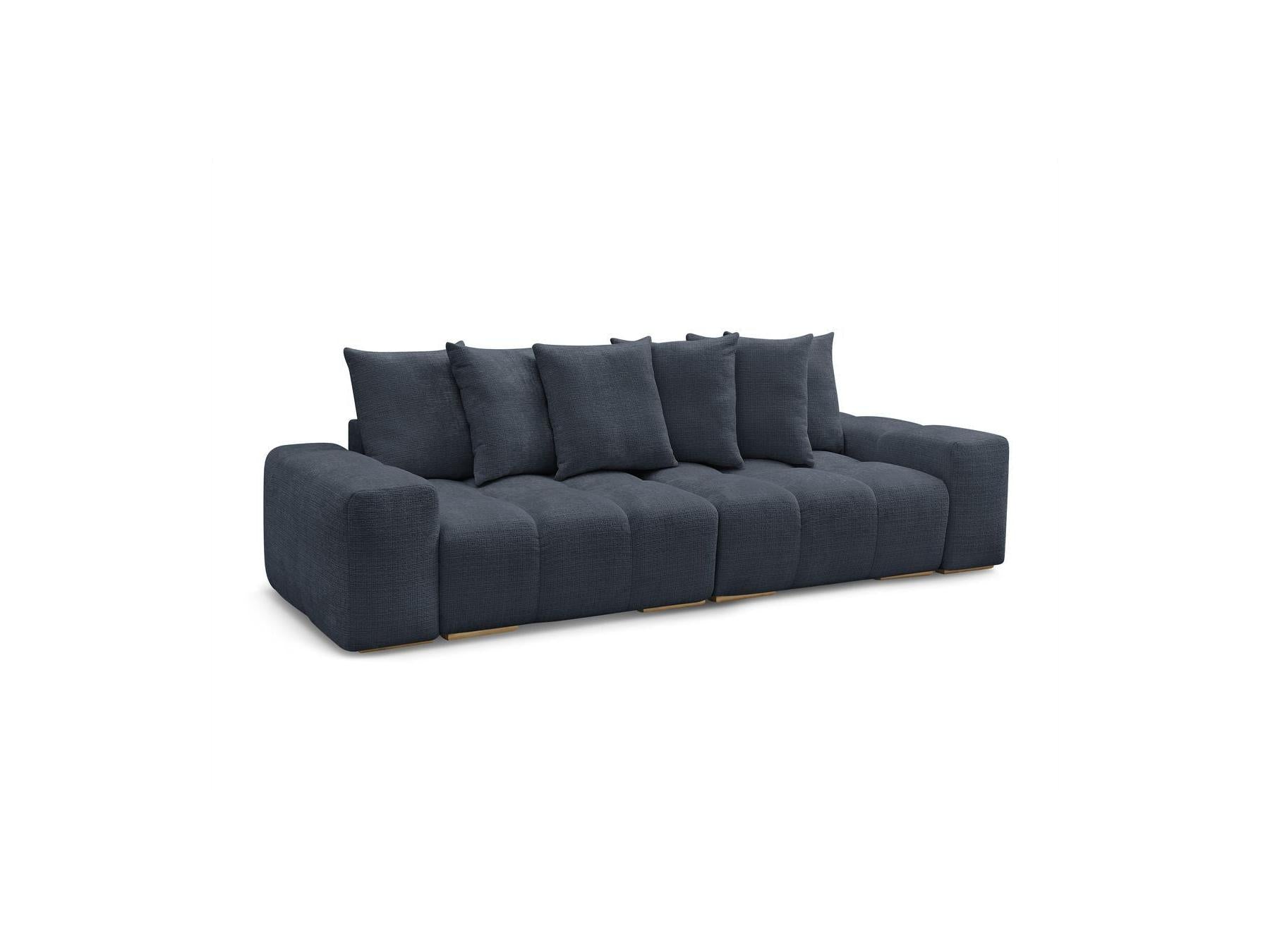 Anakin - Canapé Droit Convertible Coffre - Tissu Texturé - 6 Coussins