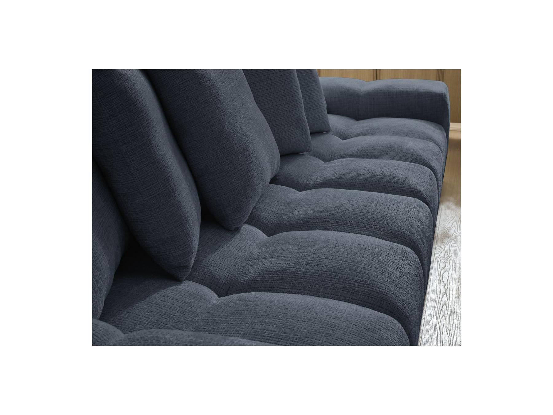 Anakin - Canapé Droit Convertible Coffre - Tissu Texturé - 6 Coussins