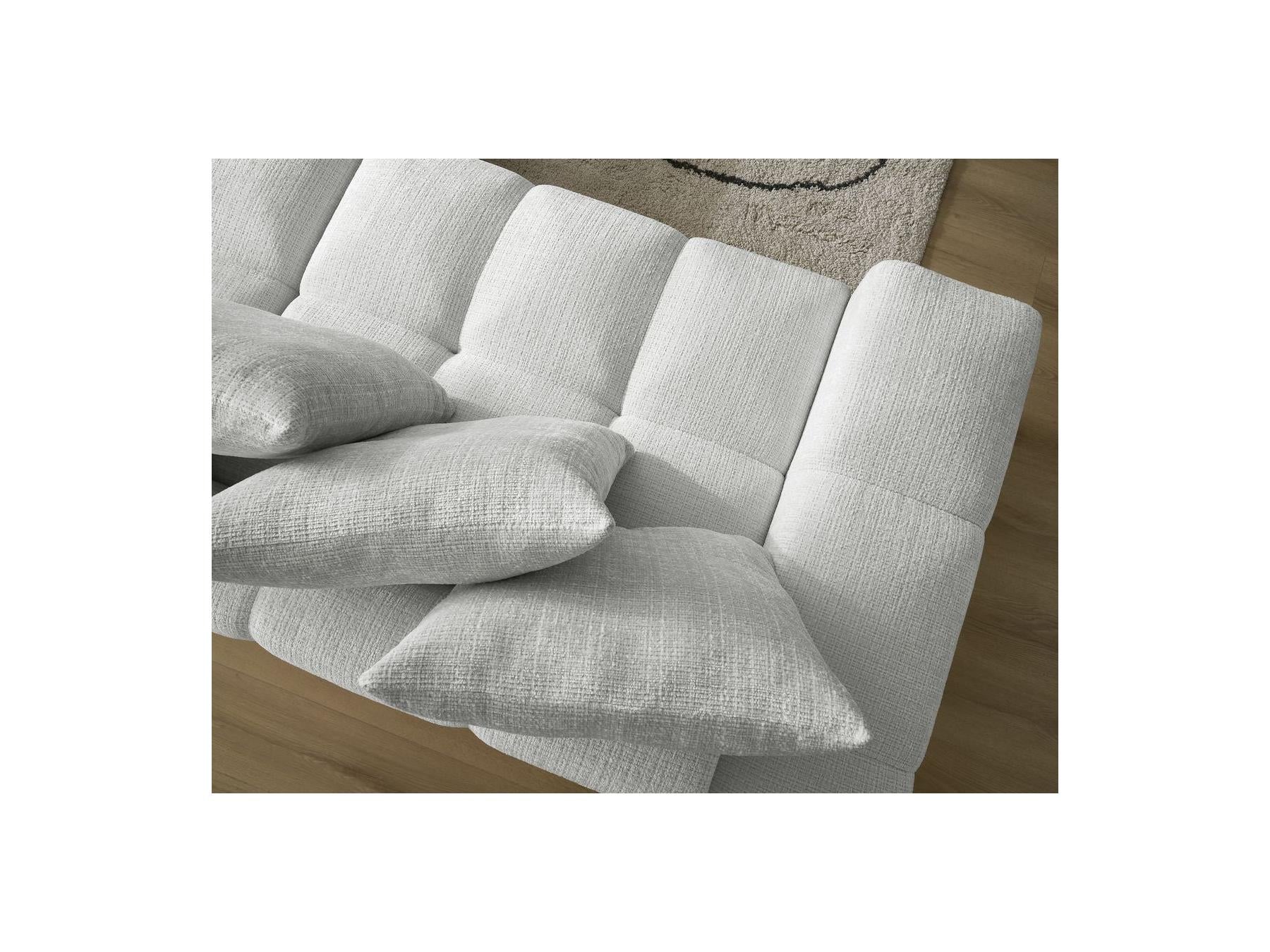 Anakin - Canapé Droit Convertible Coffre - Tissu Texturé - 6 Coussins