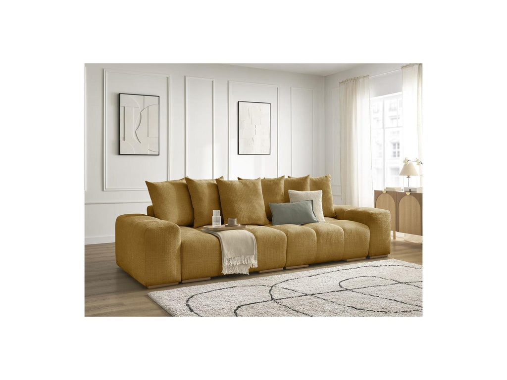 Anakin - Canapé Droit Convertible Coffre - Tissu Texturé - 6 Coussins