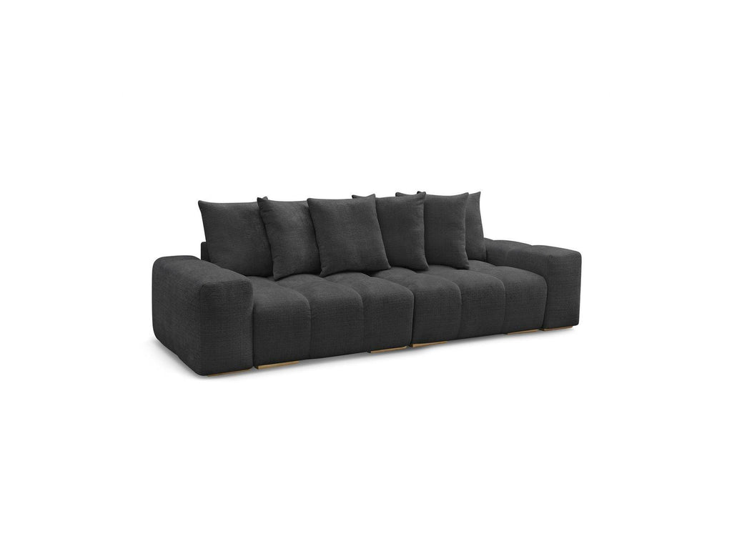 Anakin - Canapé Droit Convertible Coffre - Tissu Texturé - 6 Coussins
