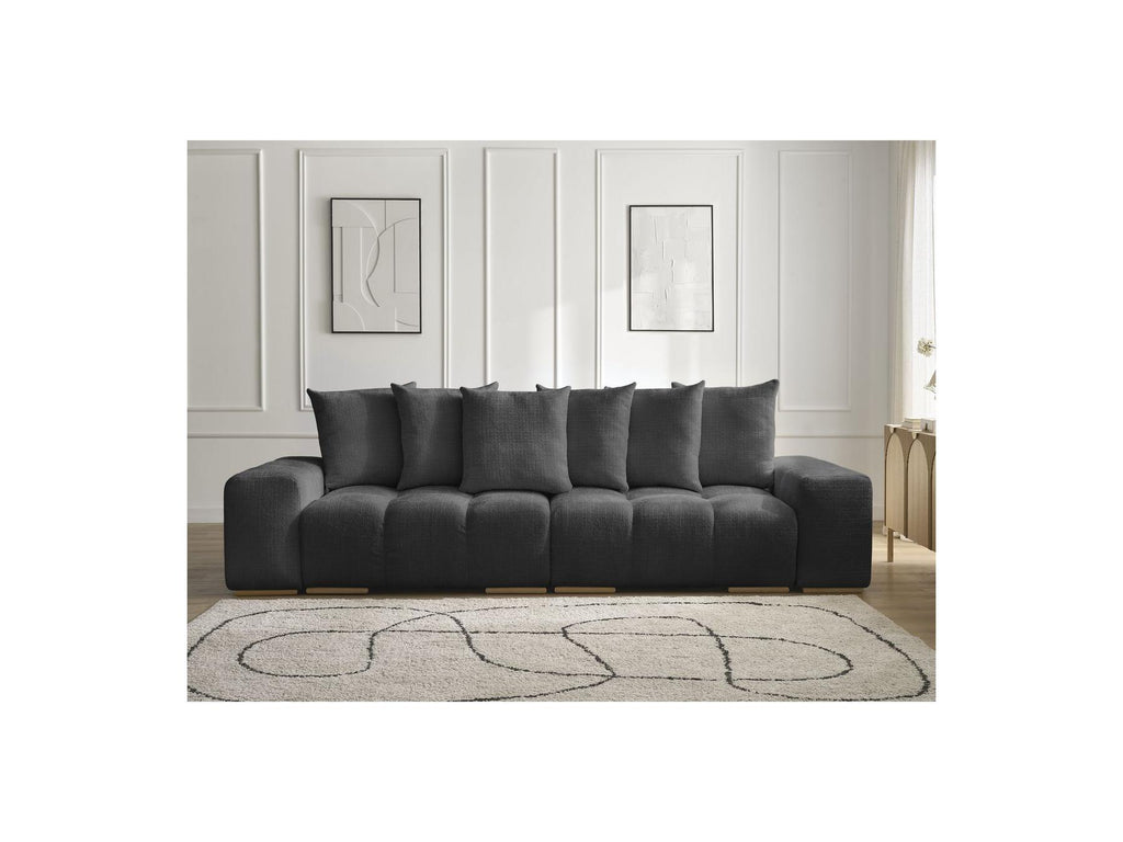 Anakin - Canapé Droit Convertible Coffre - Tissu Texturé - 6 Coussins
