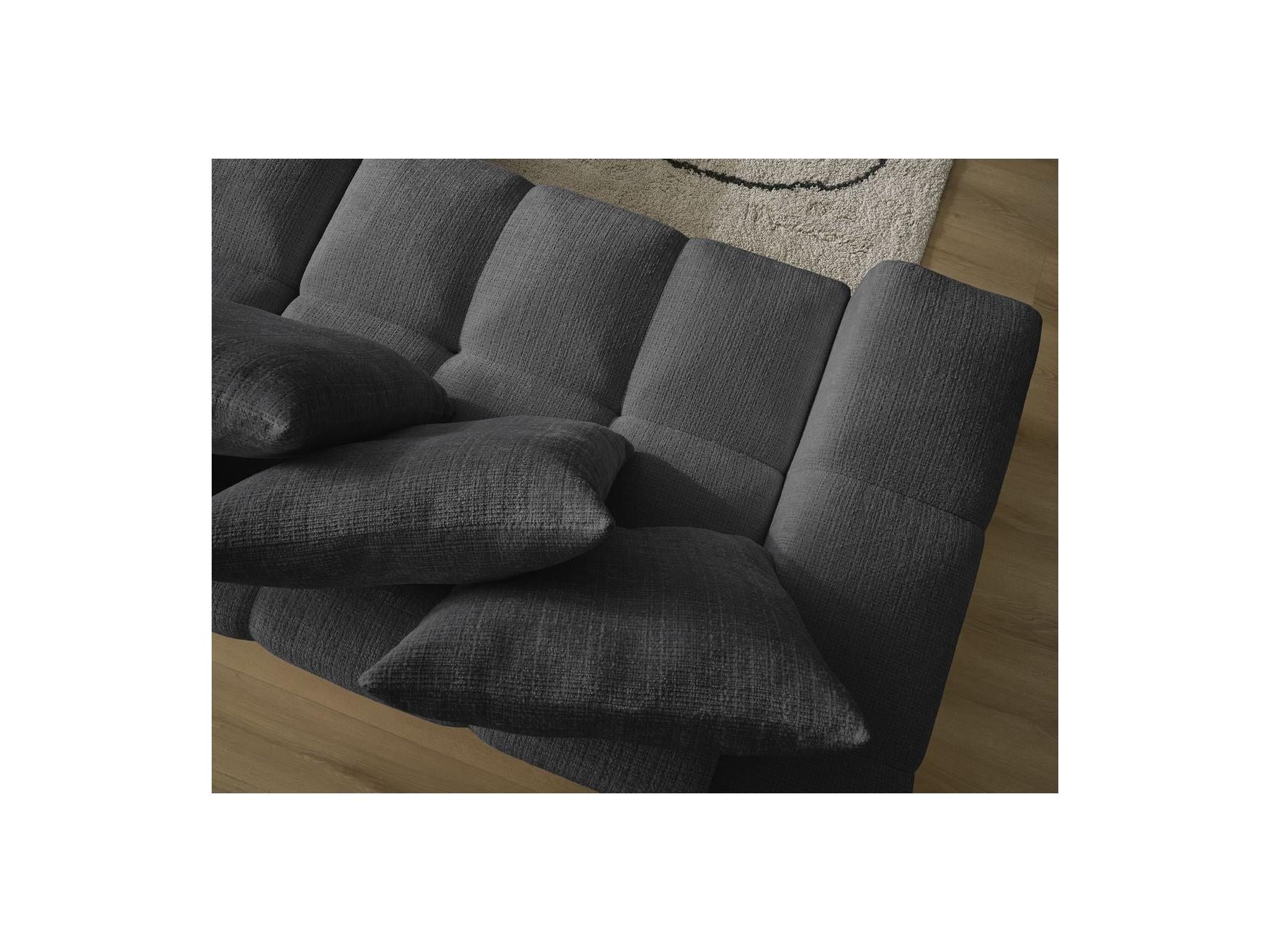 Anakin - Canapé Droit Convertible Coffre - Tissu Texturé - 6 Coussins