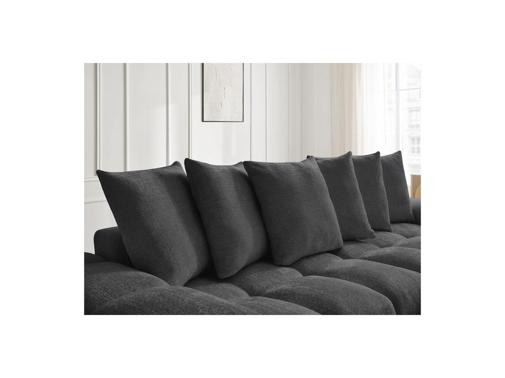 Anakin - Canapé Droit Convertible Coffre - Tissu Texturé - 6 Coussins