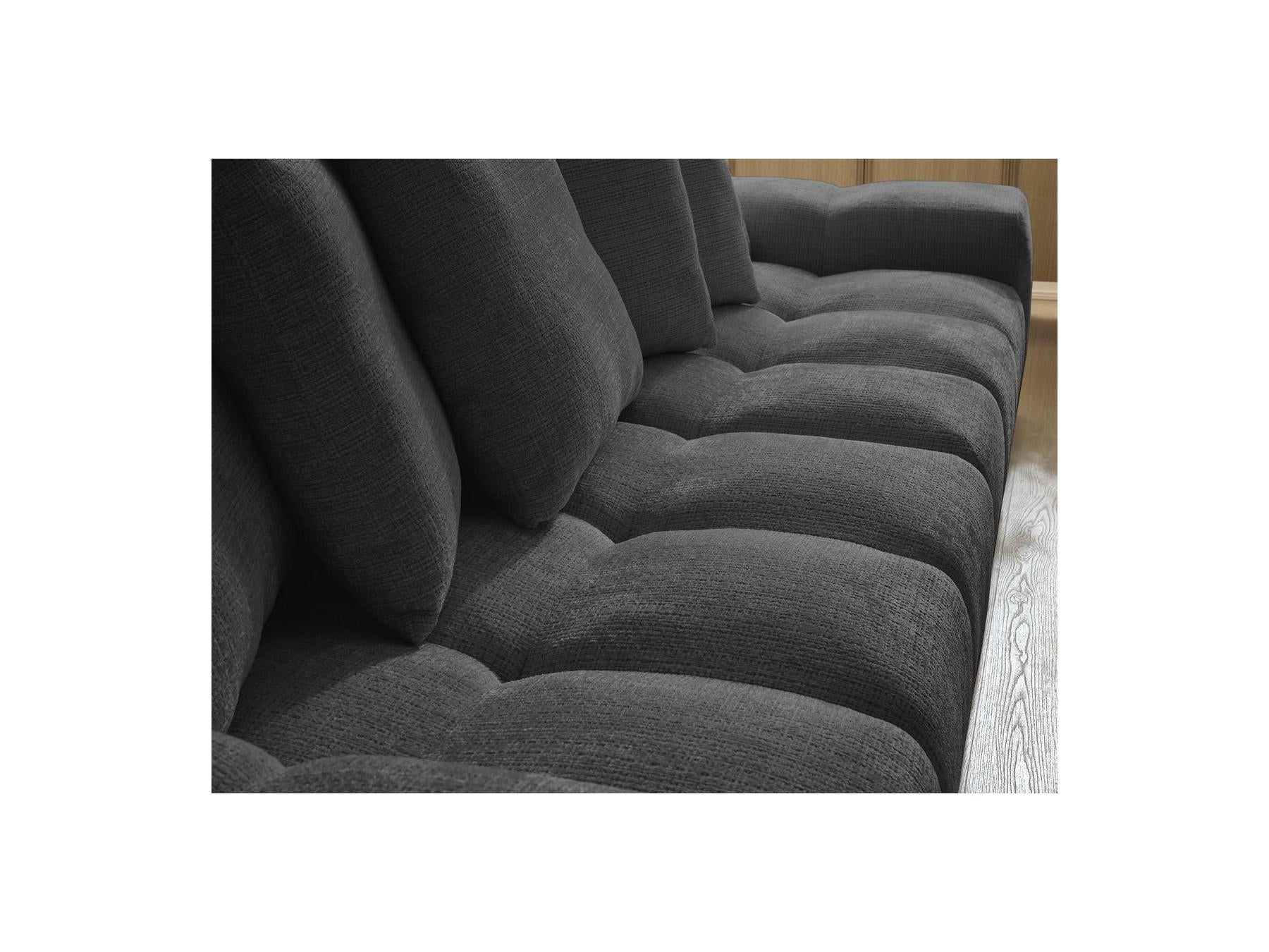 Anakin - Canapé Droit Convertible Coffre - Tissu Texturé - 6 Coussins