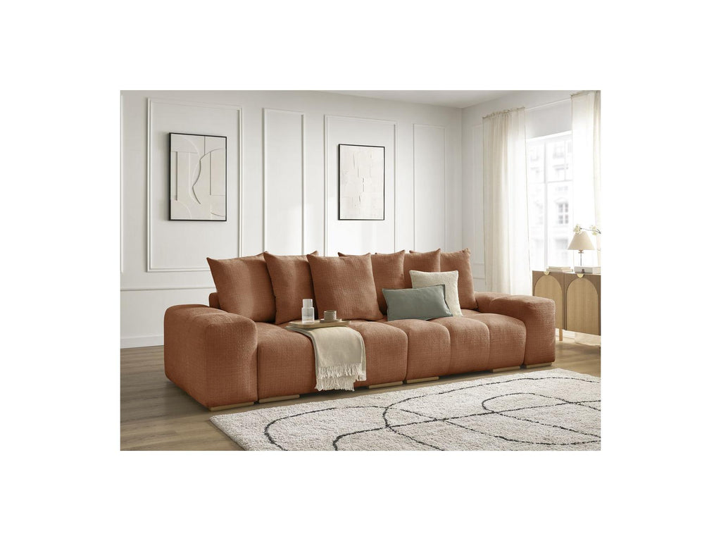 Anakin - Canapé Droit Convertible Coffre - Tissu Texturé - 6 Coussins