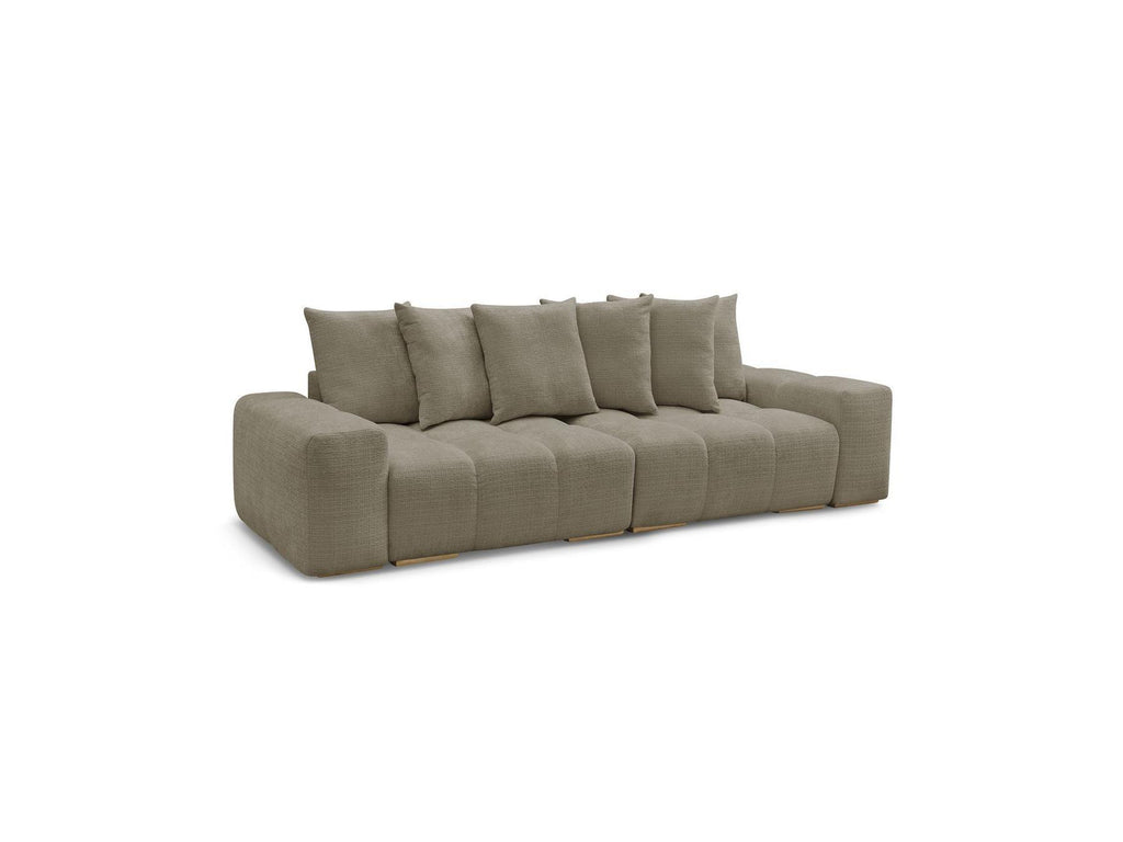 Anakin - Canapé Droit Convertible Coffre - Tissu Texturé - 6 Coussins