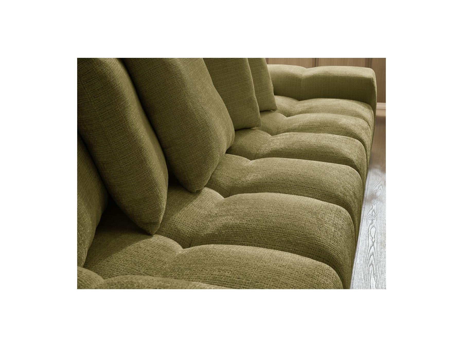 Anakin - Canapé Droit Convertible Coffre - Tissu Texturé - 6 Coussins
