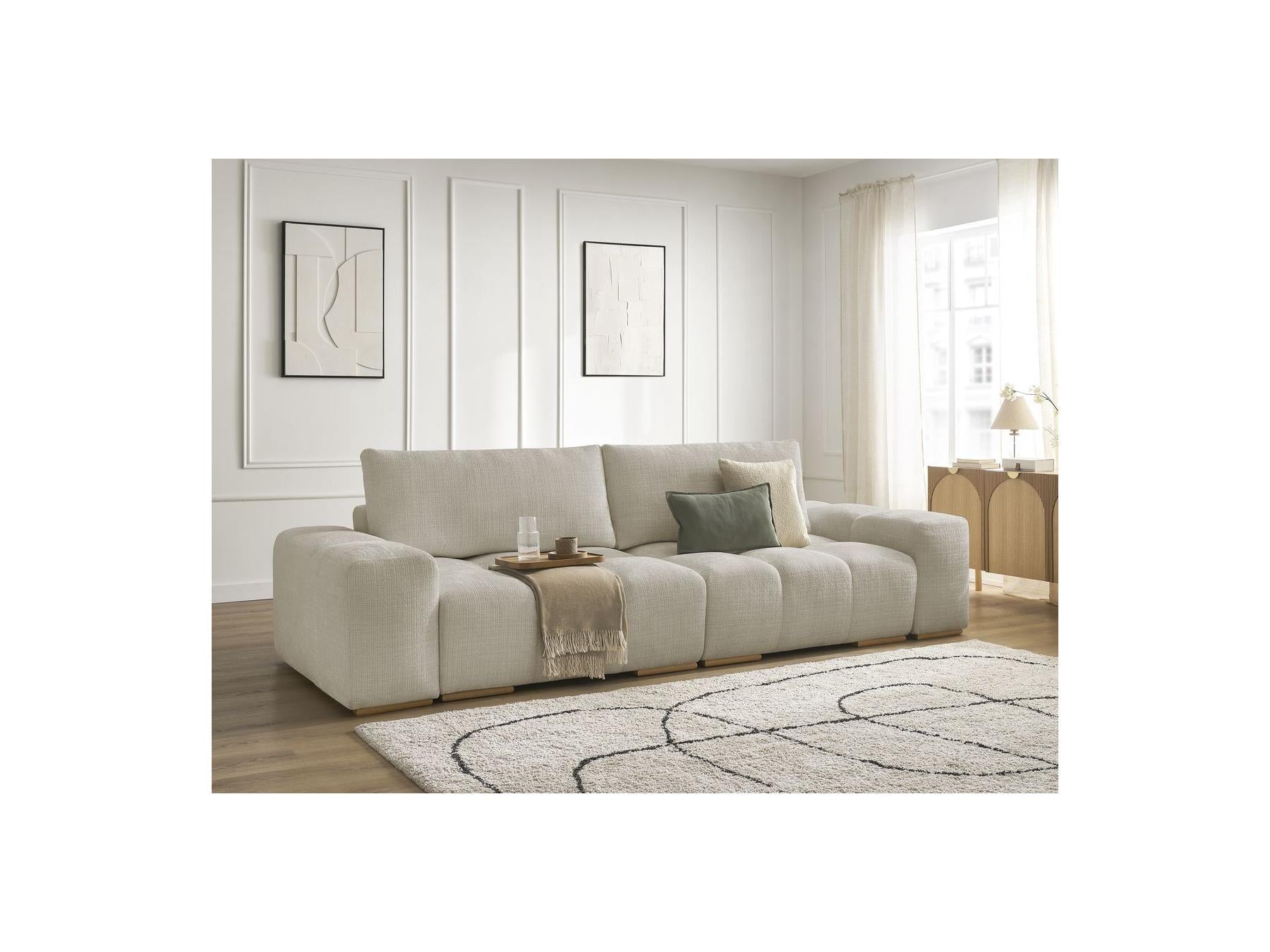 Anakin - Canapé Droit Convertible Coffre - Tissu Texturé - 2 Coussins