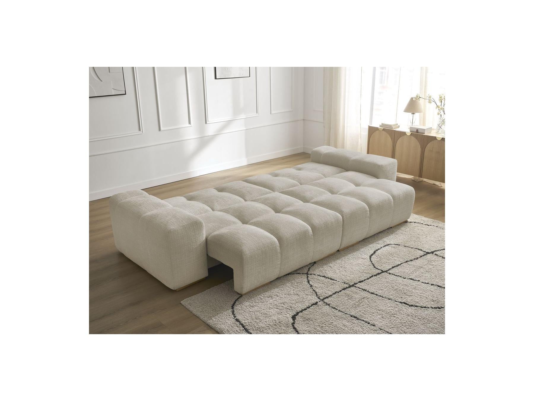 Anakin - Canapé Droit Convertible Coffre - Tissu Texturé - 2 Coussins
