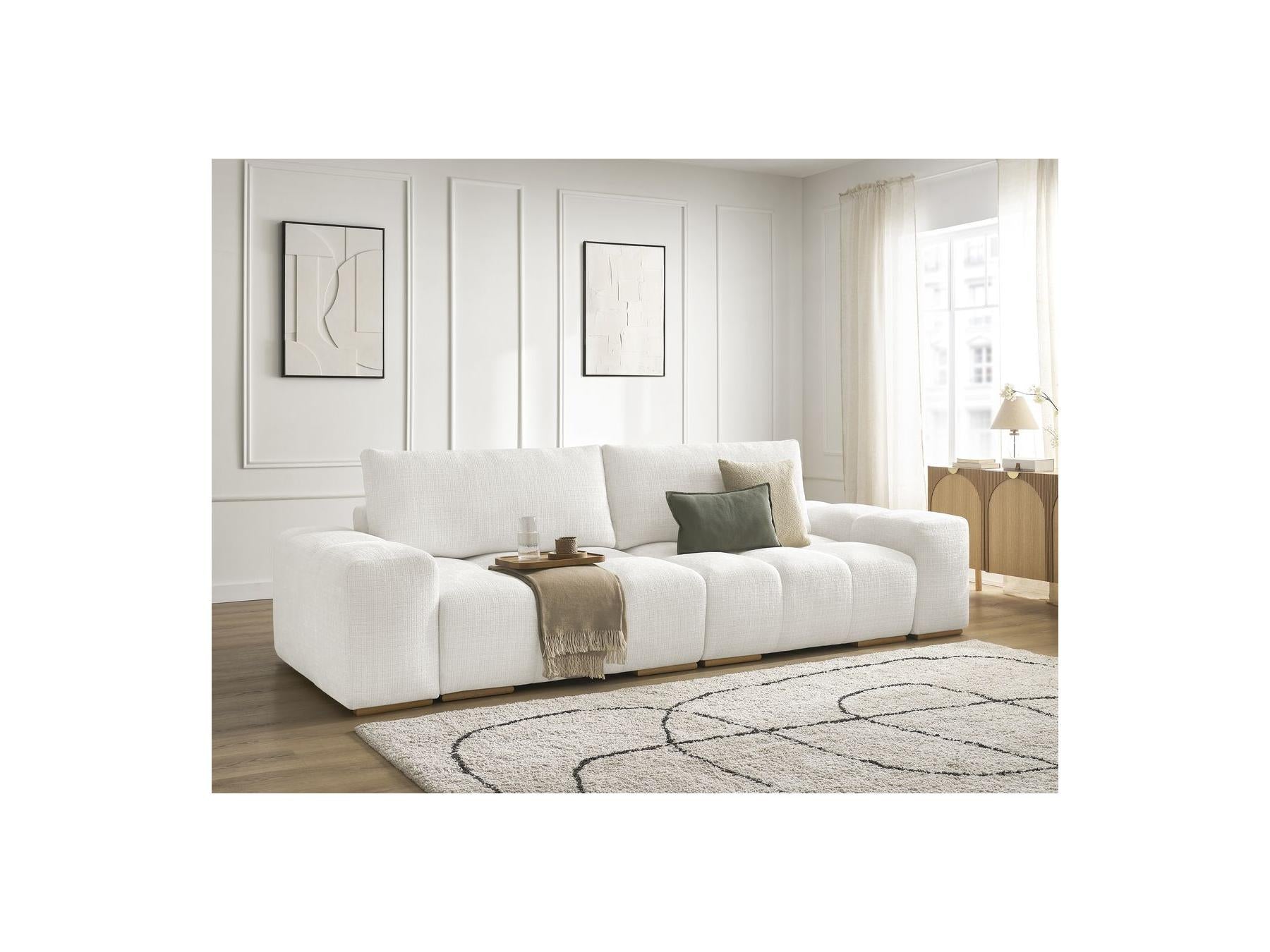 Anakin - Canapé Droit Convertible Coffre - Tissu Texturé - 2 Coussins