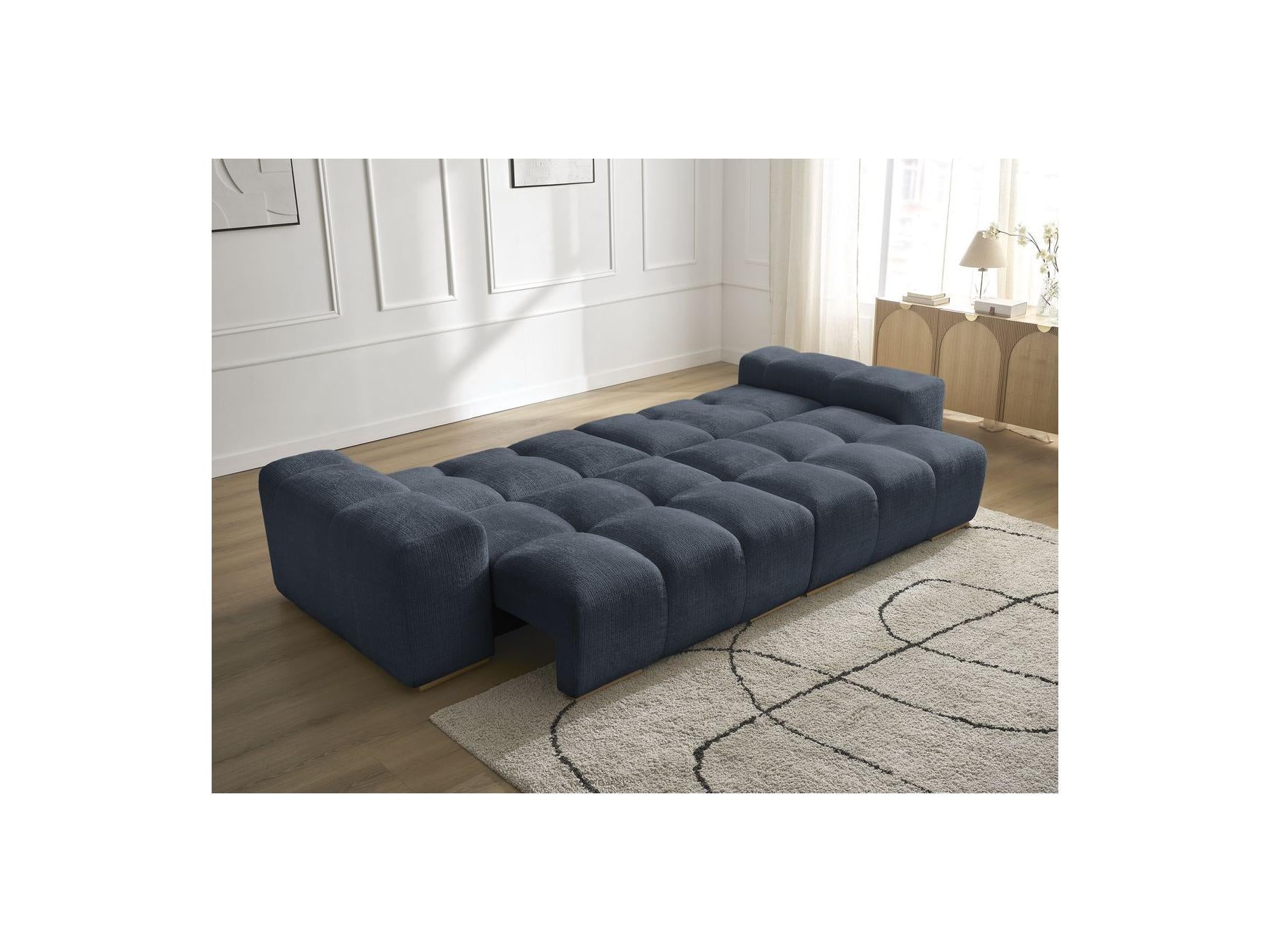 Anakin - Canapé Droit Convertible Coffre - Tissu Texturé - 2 Coussins