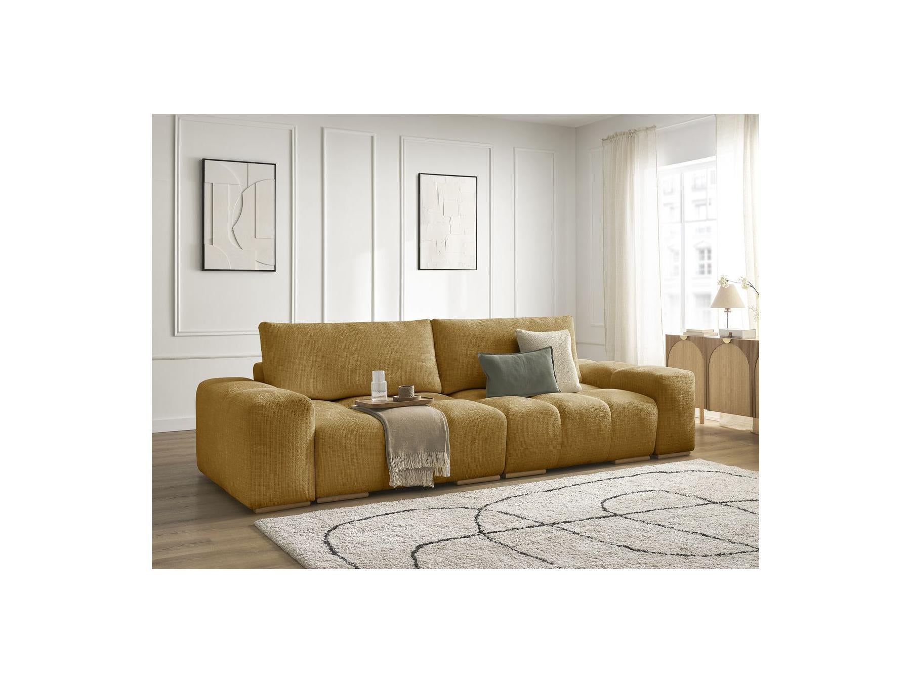 Anakin - Canapé Droit Convertible Coffre - Tissu Texturé - 2 Coussins