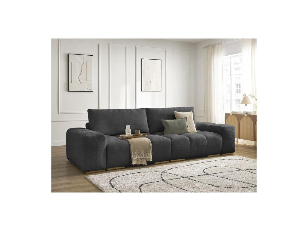 Anakin - Canapé Droit Convertible Coffre - Tissu Texturé - 2 Coussins
