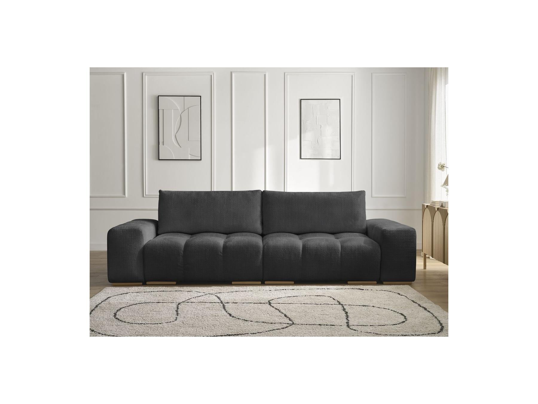 Anakin - Canapé Droit Convertible Coffre - Tissu Texturé - 2 Coussins