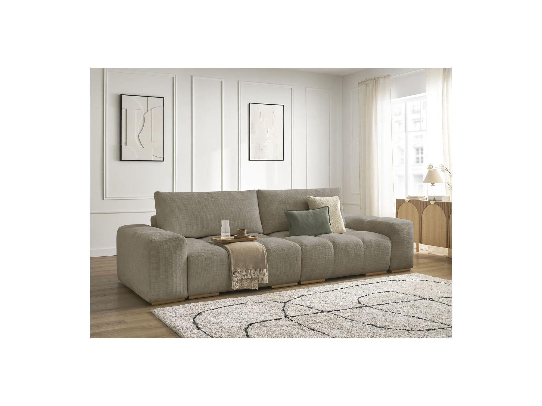 Anakin - Canapé Droit Convertible Coffre - Tissu Texturé - 2 Coussins