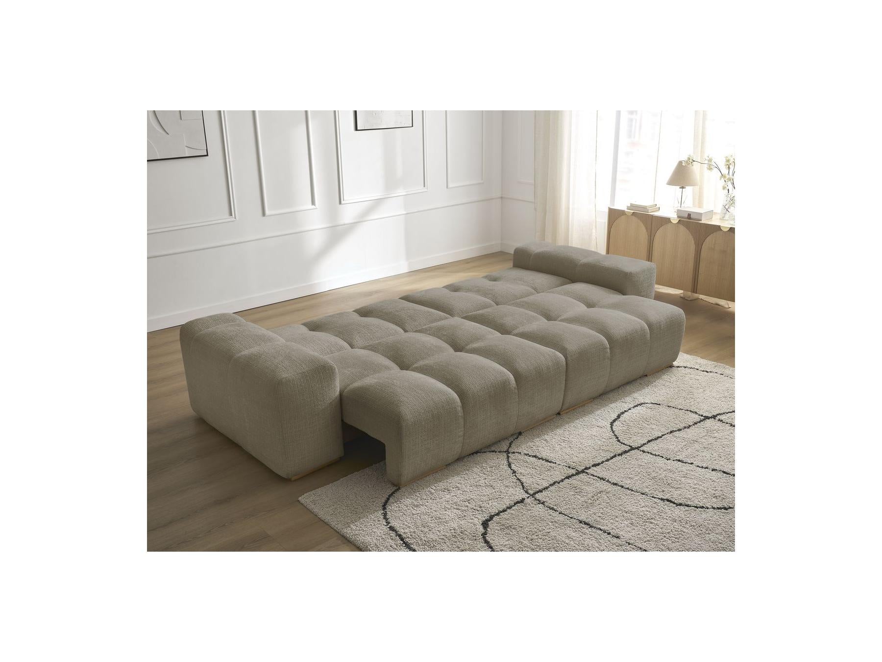 Anakin - Canapé Droit Convertible Coffre - Tissu Texturé - 2 Coussins