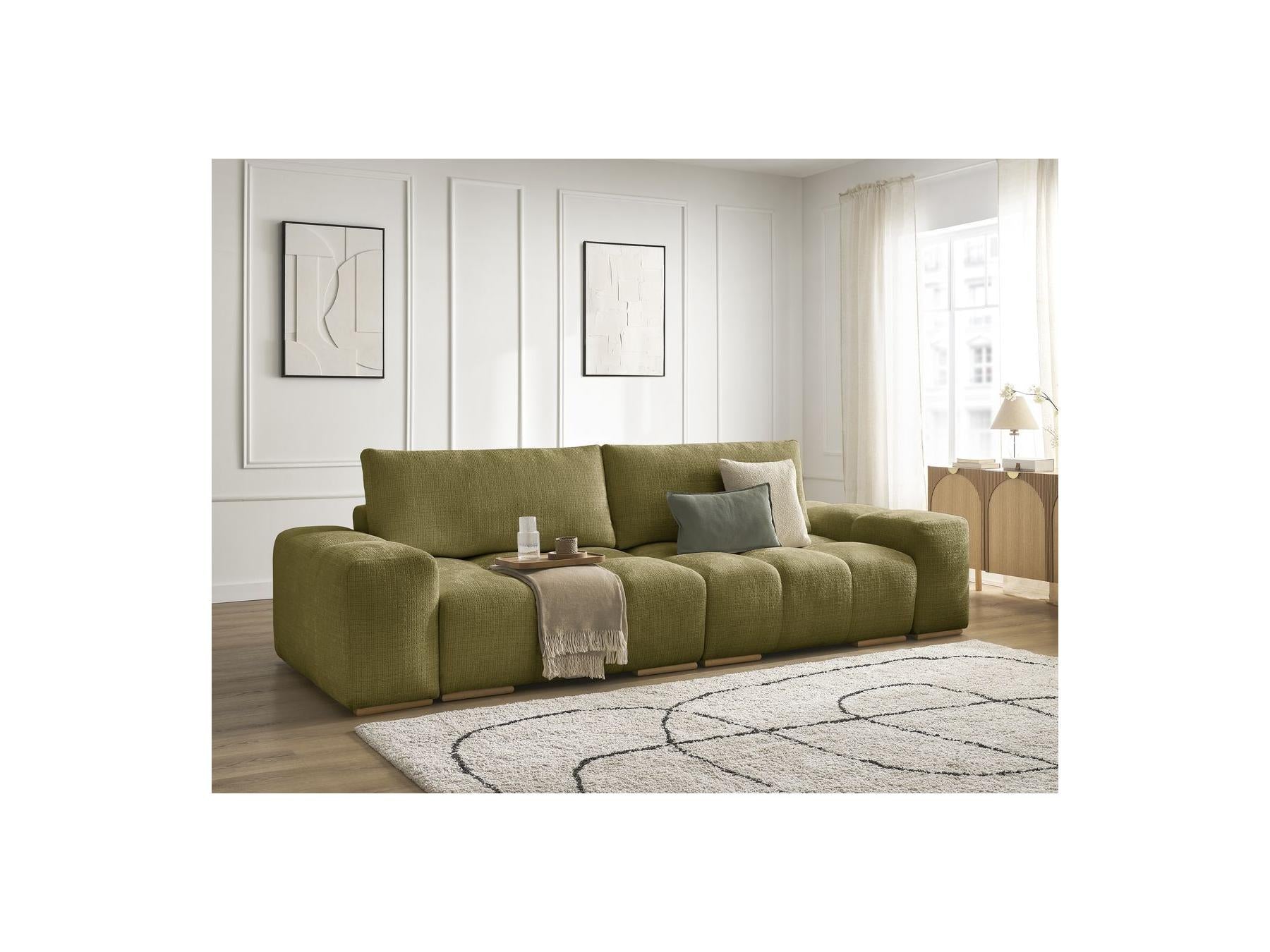 Anakin - Canapé Droit Convertible Coffre - Tissu Texturé - 2 Coussins
