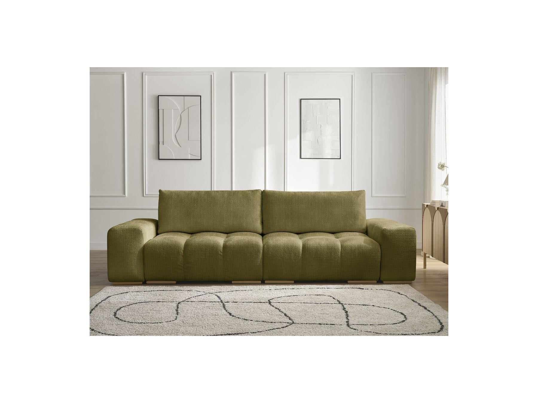 Anakin - Canapé Droit Convertible Coffre - Tissu Texturé - 2 Coussins