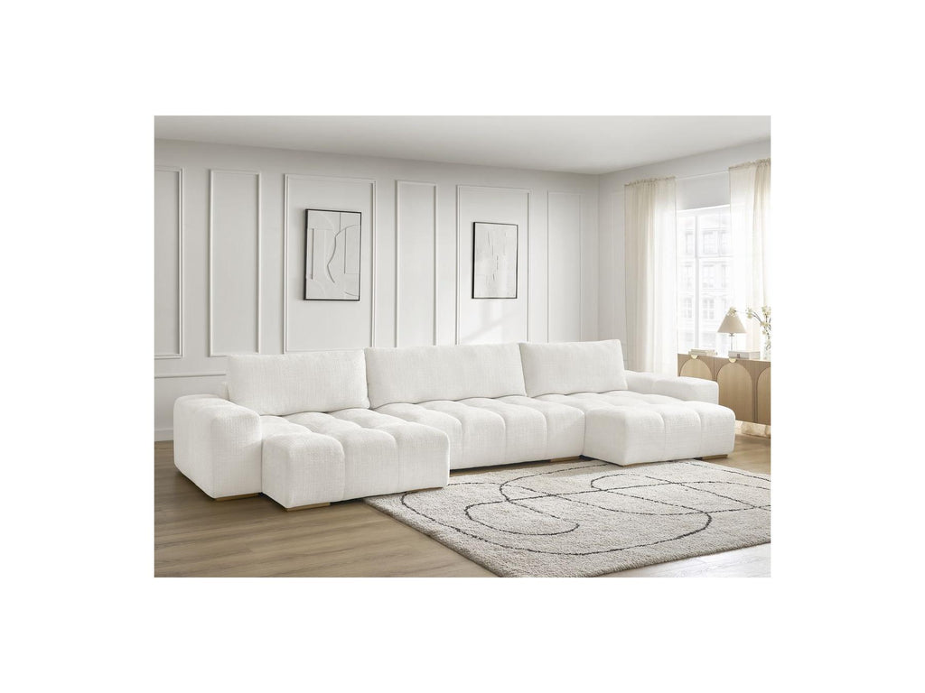 Anakin - Canapé Panoramique Convertible Coffre - Tissu Texturé - 3 Coussins