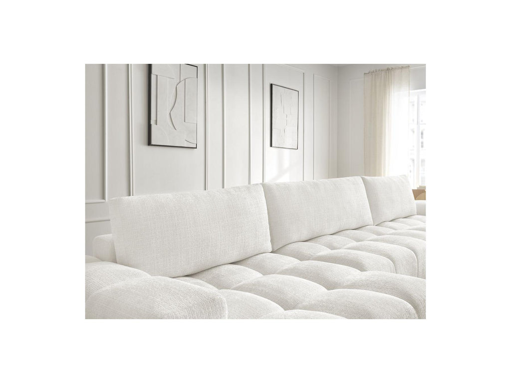 Anakin - Canapé Panoramique Convertible Coffre - Tissu Texturé - 3 Coussins