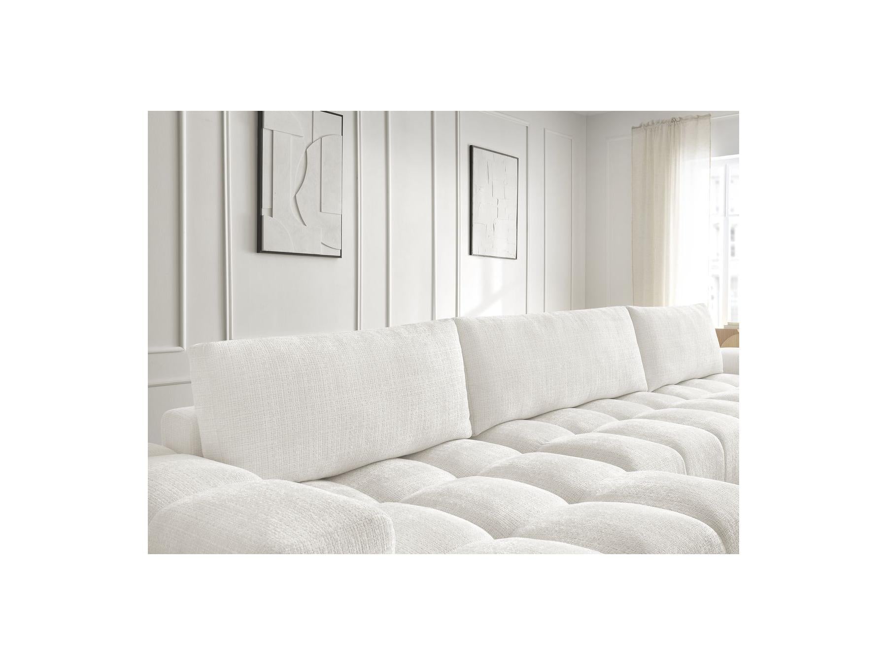 Anakin - Canapé Panoramique Convertible Coffre - Tissu Texturé - 3 Coussins