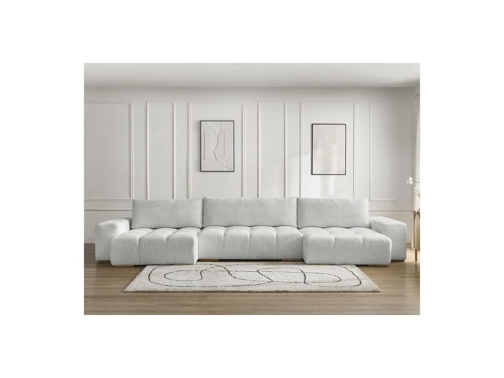 Anakin - Canapé Panoramique Convertible Coffre - Tissu Texturé - 3 Coussins