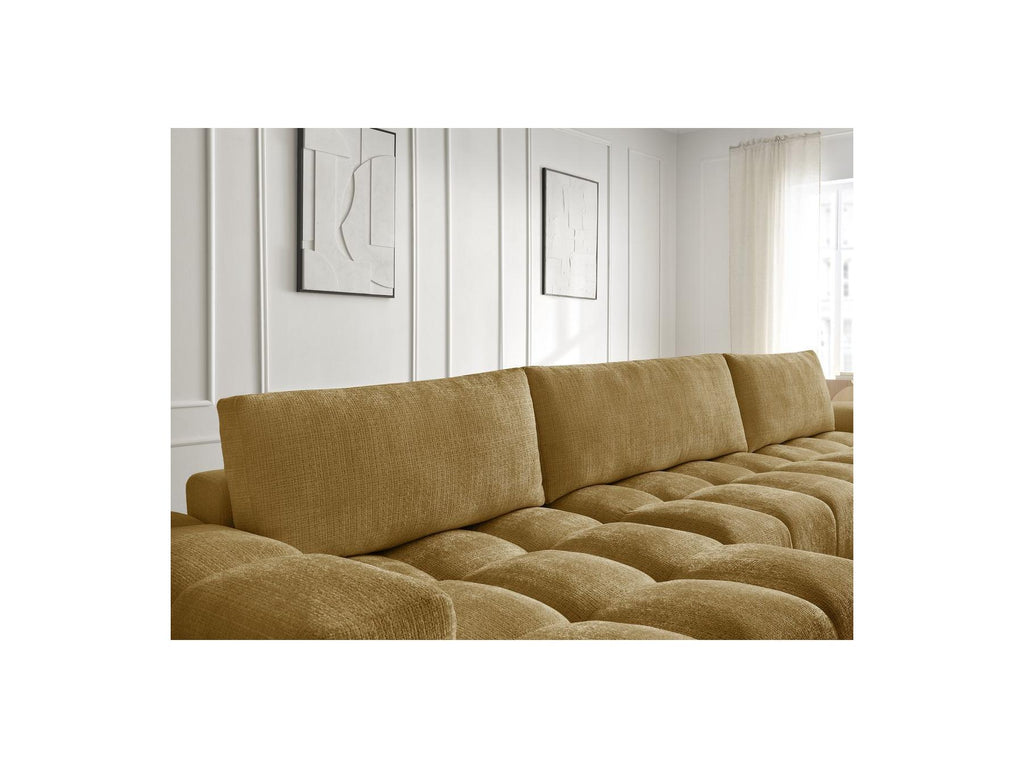 Anakin - Canapé Panoramique Convertible Coffre - Tissu Texturé - 3 Coussins