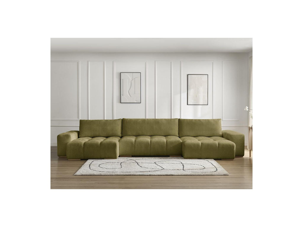 Anakin - Canapé Panoramique Convertible Coffre - Tissu Texturé - 3 Coussins