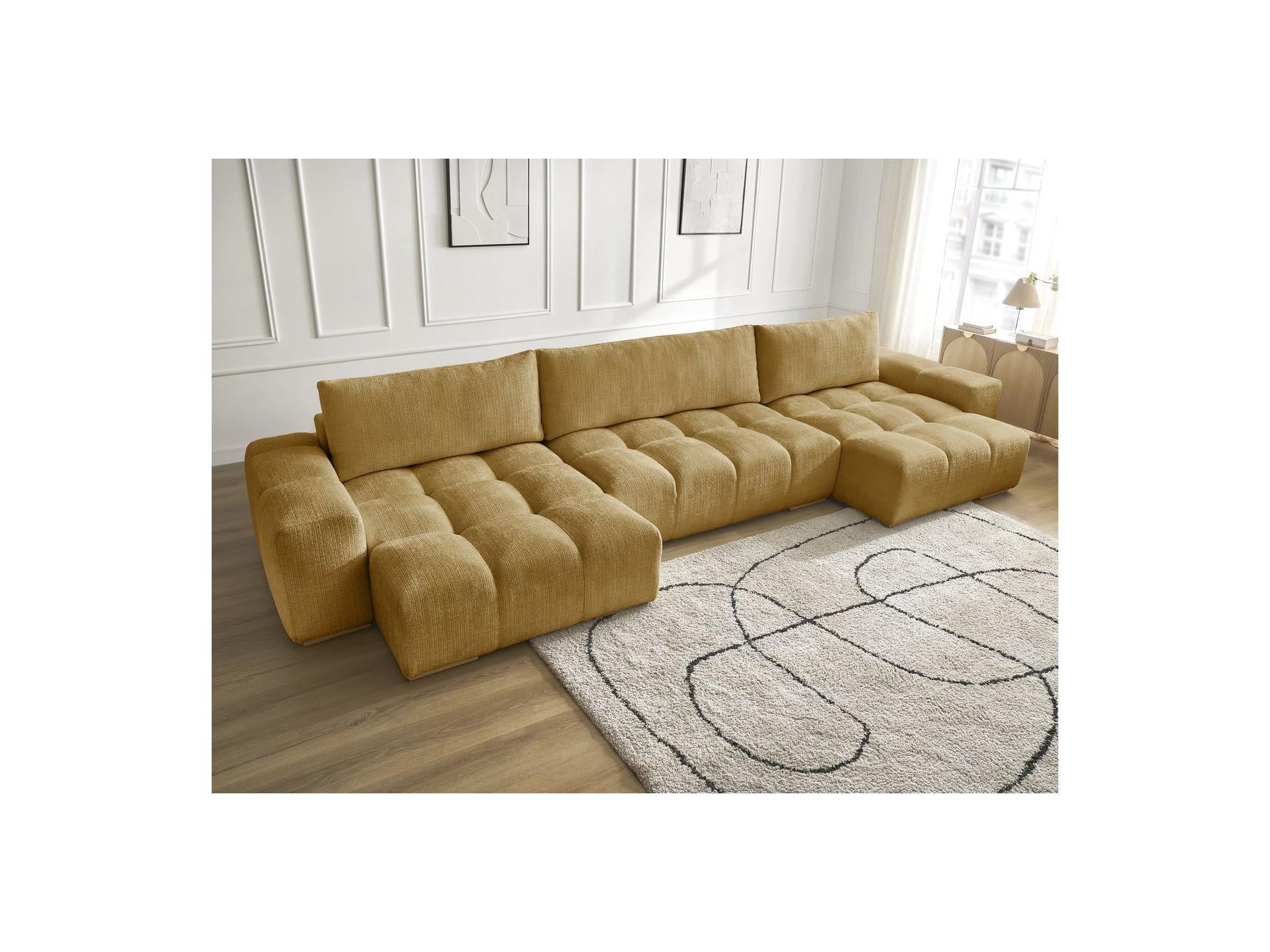 Anakin - Canapé Panoramique Fixe - Tissu Texturé - 3 Coussins