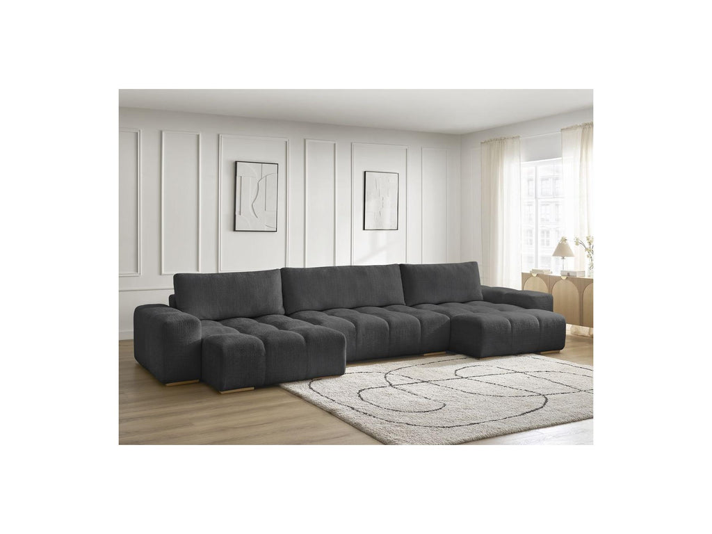 Anakin - Canapé Panoramique Fixe - Tissu Texturé - 3 Coussins