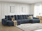 Anakin - Canapé Panoramique Fixe - Tissu Texturé - 10 Coussins
