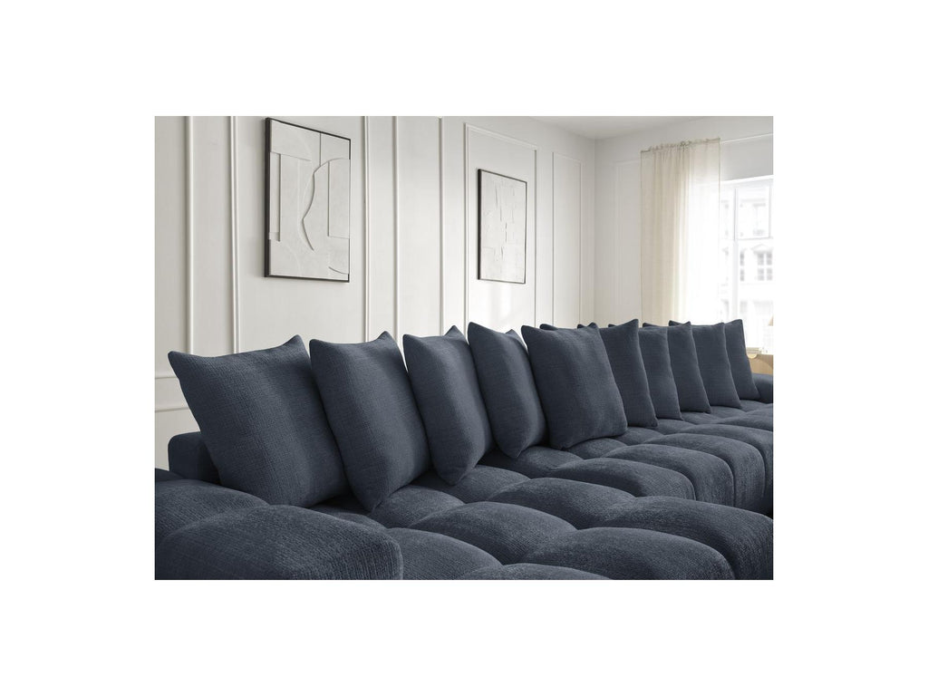 Anakin - Canapé Panoramique Fixe - Tissu Texturé - 10 Coussins