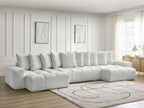 Anakin - Canapé Panoramique Fixe - Tissu Texturé - 10 Coussins