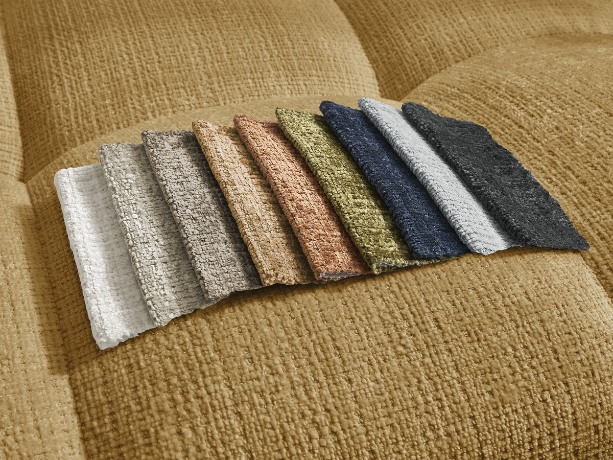 Anakin - Canapé Panoramique Fixe - Tissu Texturé - 10 Coussins