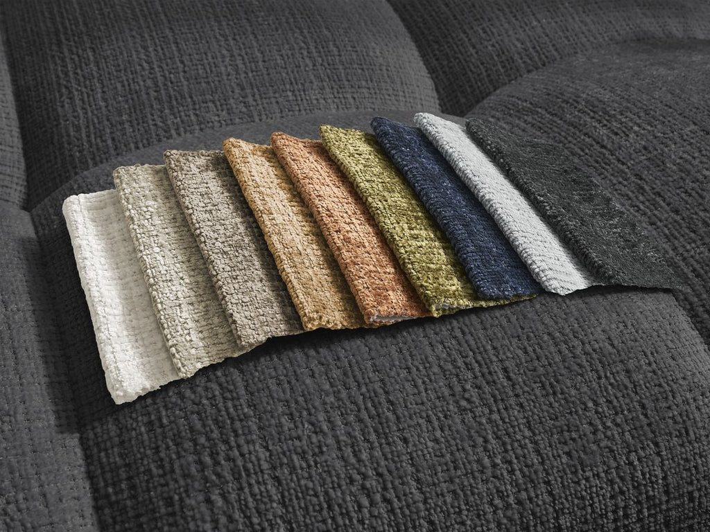 Anakin - Canapé Panoramique Fixe - Tissu Texturé - 10 Coussins